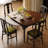 Brown+Black Rectangular Solid Wood Dining Table-280961712
