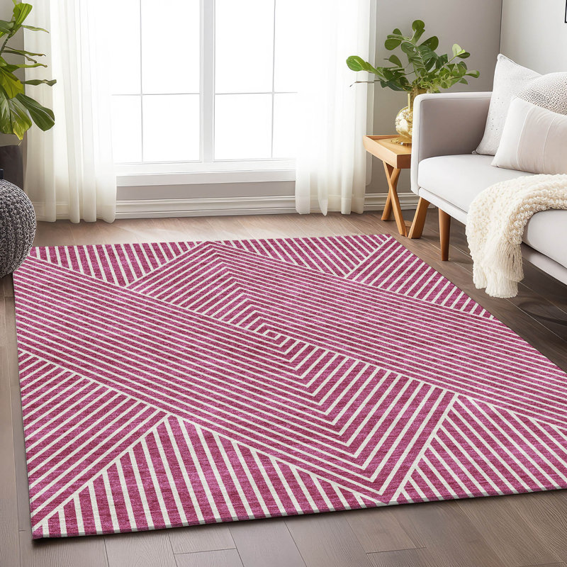 Premium Machine Washable Prisco Blush Rug, Rectangle 2'6" x 3'10"