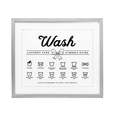 Wash Laundry Care Bow Accent Framed Print Under Glass, design by Lettered and Lined