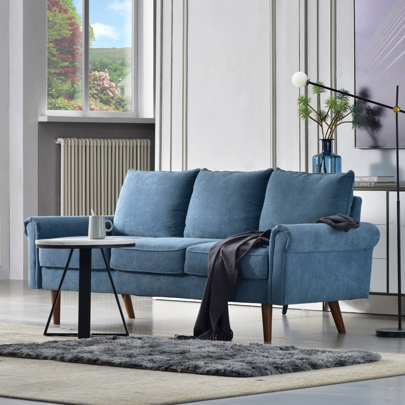 73.6'' Upholstered Sofa, Blue 