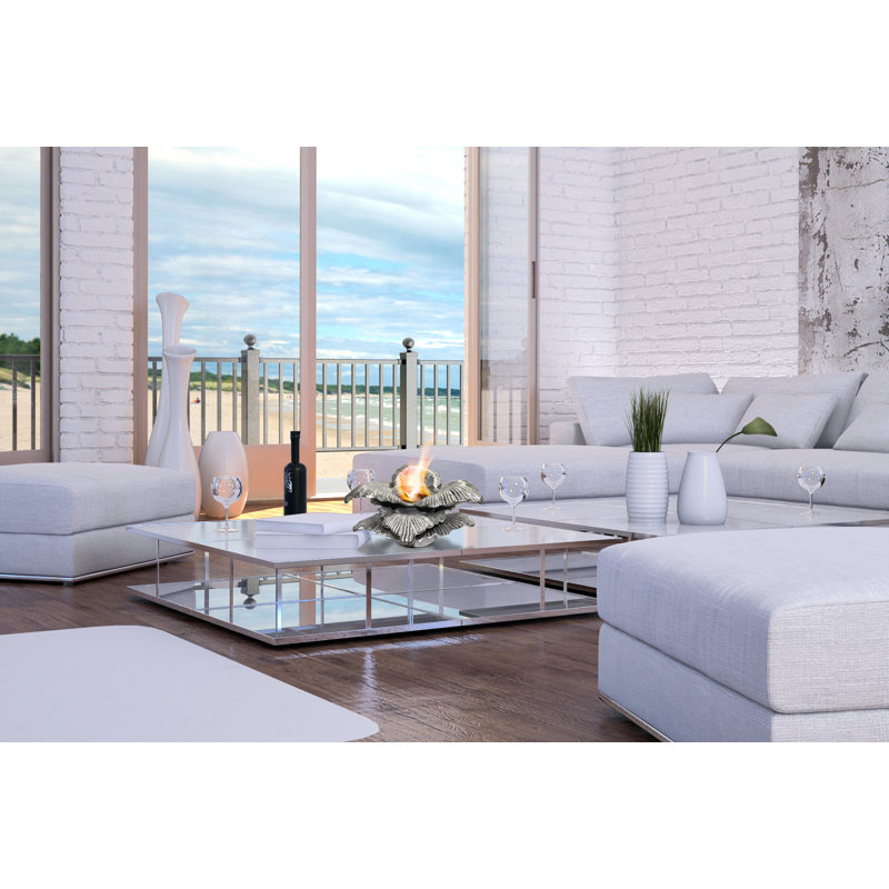 Chatsworth Silver Aluminum Gel Fuel Tabletop Fireplace