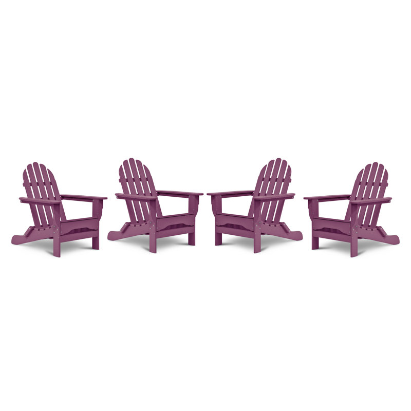 Chaise Adirondack d'extérieur en bois Hartington, Lilas