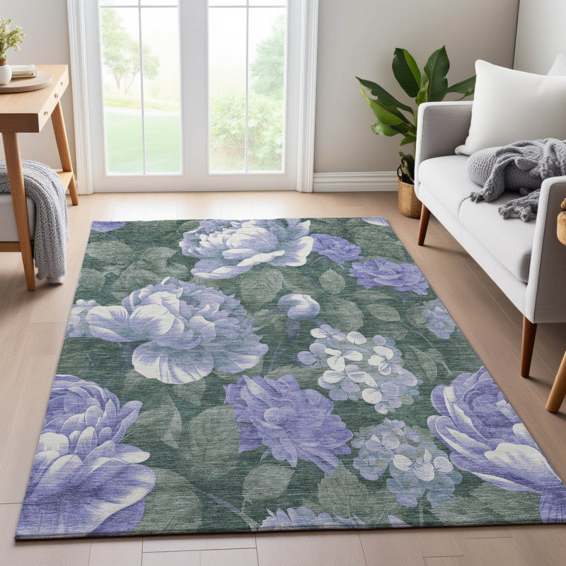 Premium Machine Washable Floyd AMF1561 Floral Rug, Rectangle 10' x 14'