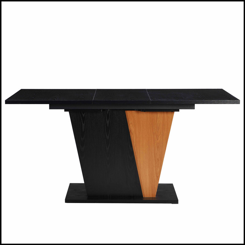 Table de salle à manger extensible de 61,81 po (46,46 po) avec rangement intégré, conception moderne en bois et structure en métal robuste pour une utilisation polyvalente