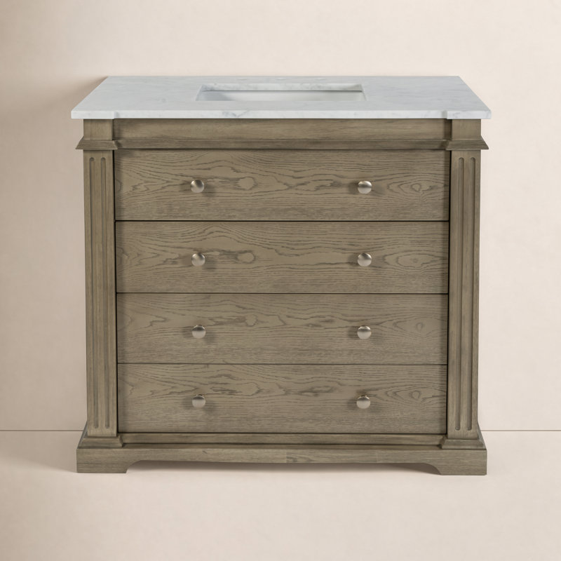Hanson 36" Single Bathroom Vanity Set, Light Oak Brown