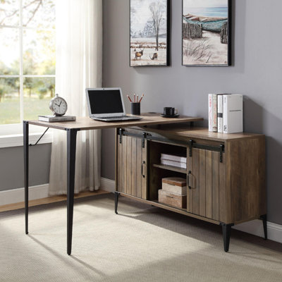 Bureau d'écriture en L avec armoire latérale