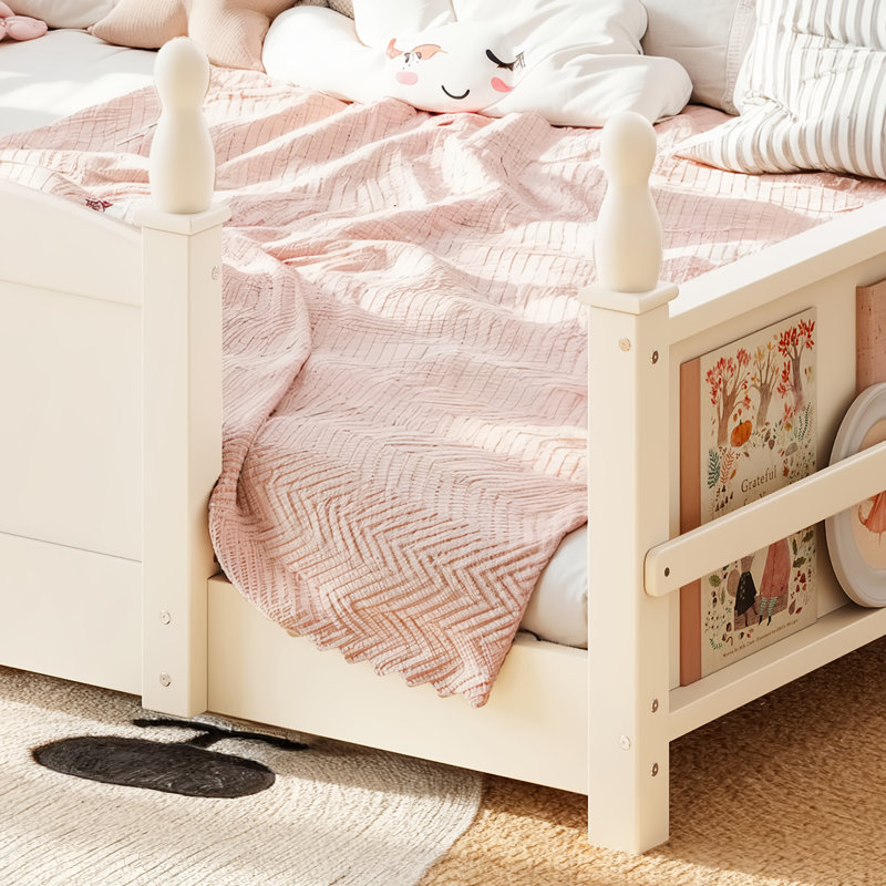 Lits grand coffre-fort avec rangement, panneau de fibres à densité moyenne, style Montessori pour chambre d'enfant