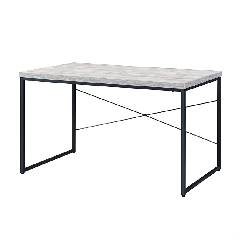 Bureau d'écriture rectangulaire en faux béton, Blanc, Noir