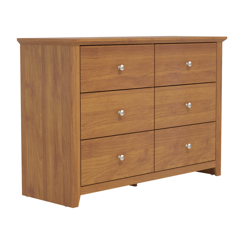 Commode double Tevrat à 6 tiroirs, Noyer ambré/Pas robuste