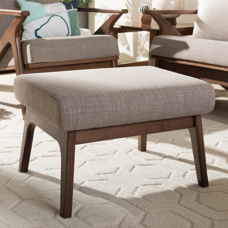 Repose-pieds Burnsdale en bois massif et noyer clair H 15 po x l 22,2 po x P 18,25 po