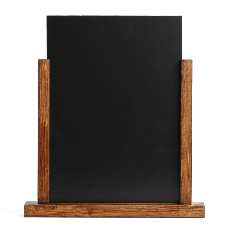 Freestanding Slate Reversible Chalkboard, Dark Wood, 9.84" H x 11.3" W x 12.2" D
