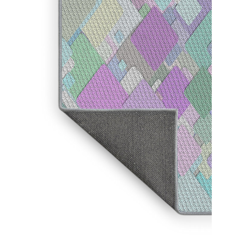 Tapis rose/vert à motif motif pâle, Rectangle 5 pi x 7 pi