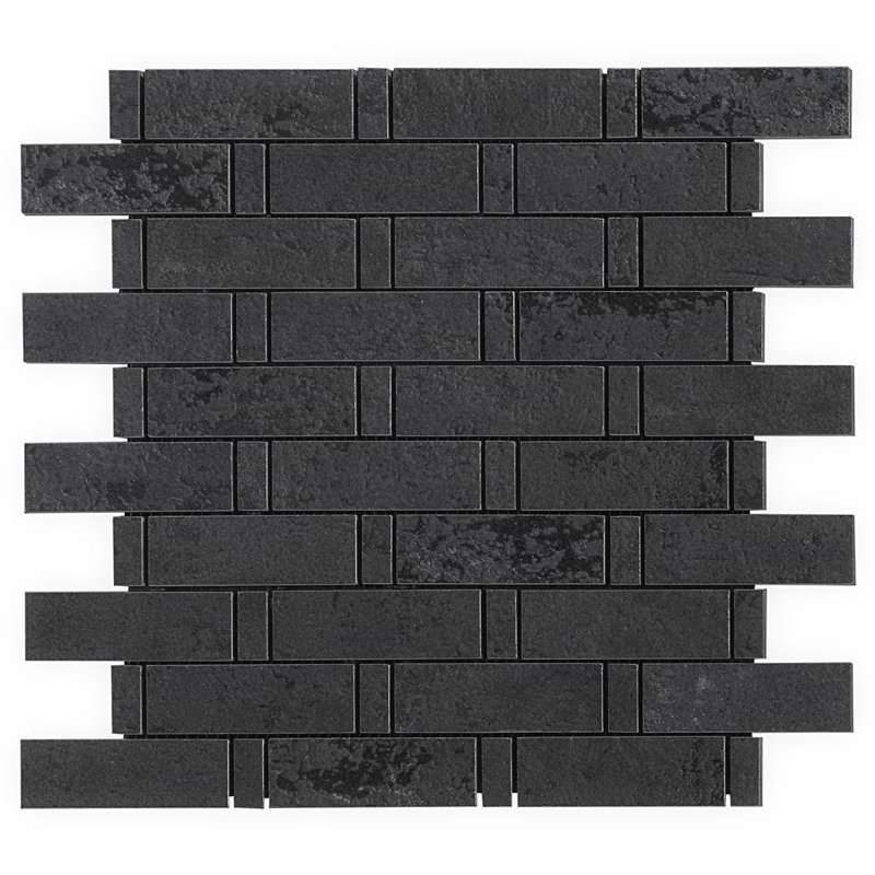 Portrait Weave Matte Porcelain Mosaic, Black Gold