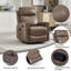 Fauteuil inclinable manuel en cuir véritable brun clair Camel avec fauteuil berçant et pivotant pour le salon-76610142
