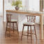 Tabouret de bar d'intérieur en bois Doria, finition noyer avec revêtement beige, ensemble de 2-420276758