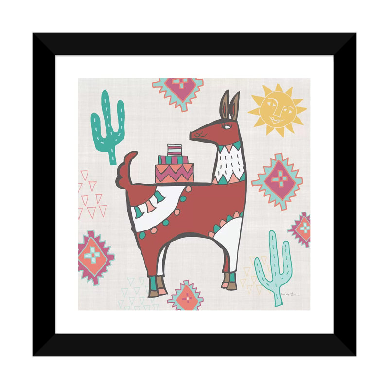 «Playful Llamas IV» par Farida Zaman - reproduction, Blanc, H 24 po x l 24 po x P 1 po, Papier encadré noir