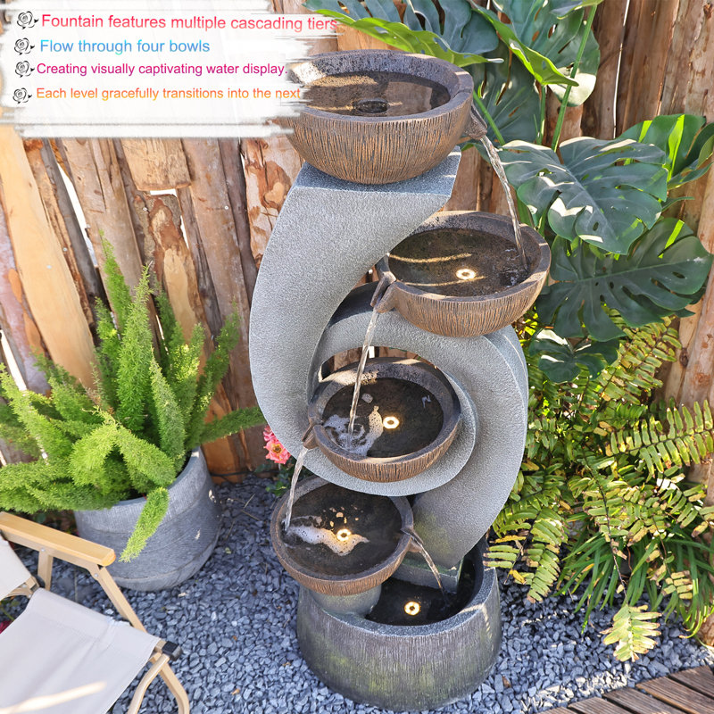 Markiece Hand Crafted Weather Resistant Floor Fountain with Light