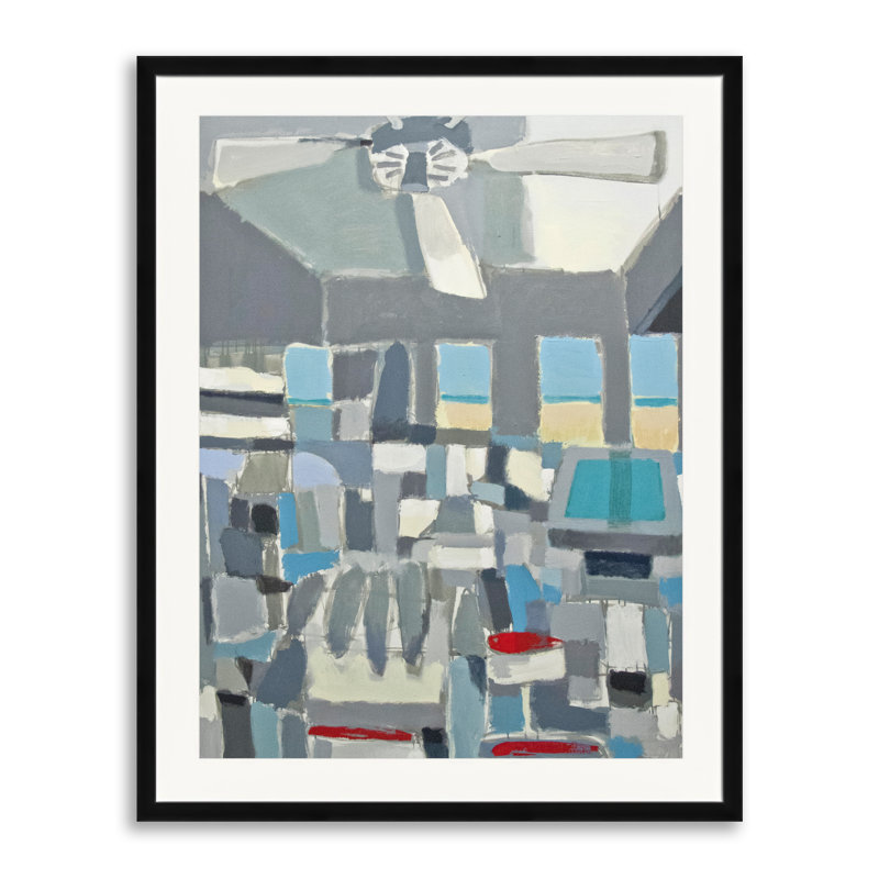 Kiosko par Carlos Davila Rinaldi - Peinture, H 31,25 po x l 25,25 po, Papier avec cadre noir