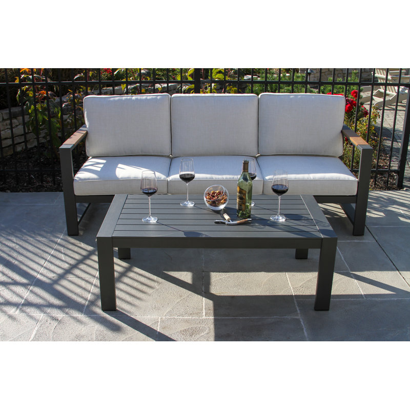 Table de patio rectangulaire en aluminium l 47 po Jayton , Noir
