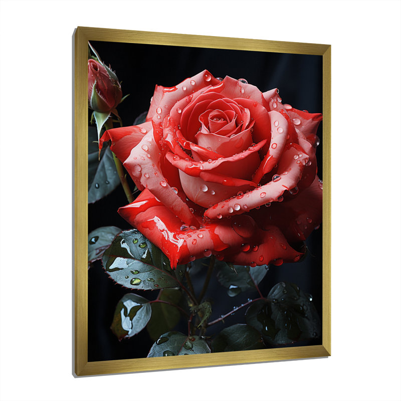 Vierge rouge, noir, rose, éternelle beauté III - impression, H 32 po x l 16 po x P 1 po, Encadrement doré