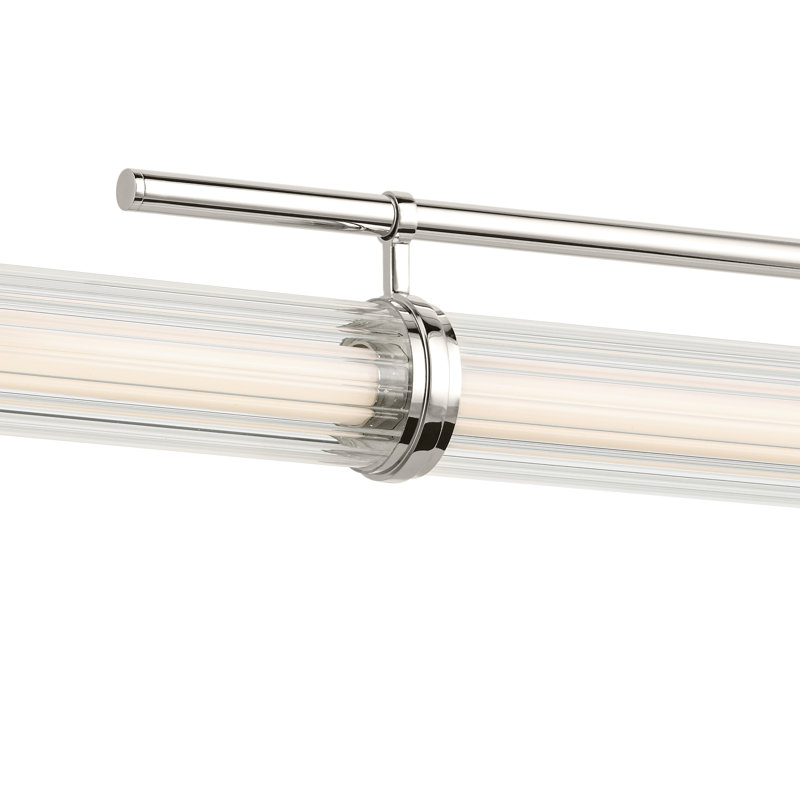Lustre linéaire à DEL 1 lumière avec verre cannelé transparent, Nickel poli, H 9,5 po x l 8 po x P 60,25 po