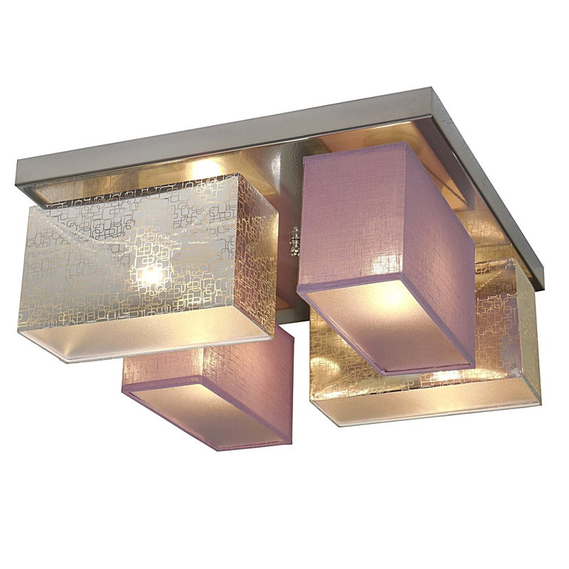 Partlow Fabric Semi Flush Mount, Silver and purple