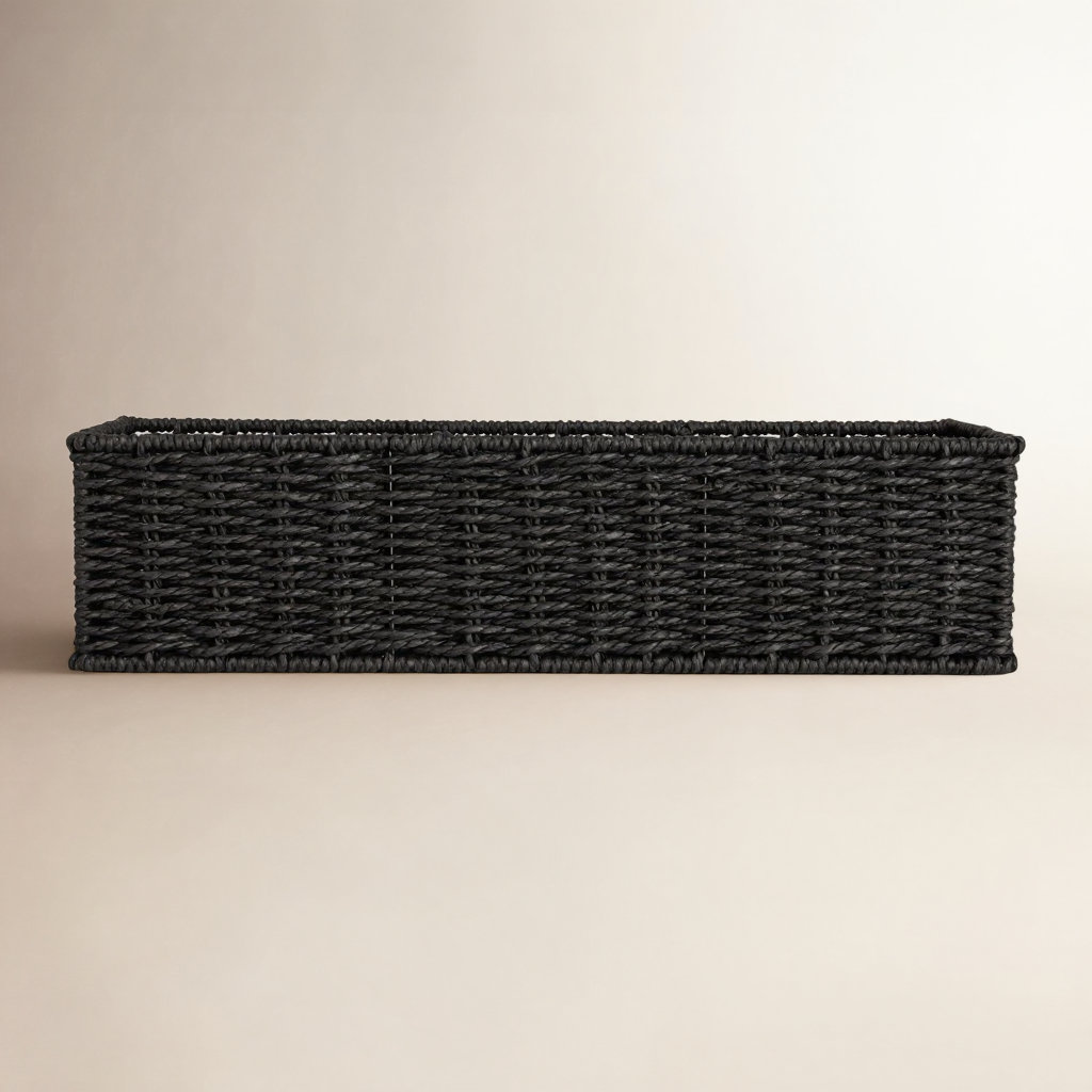 Handwoven Storage Bin, Black