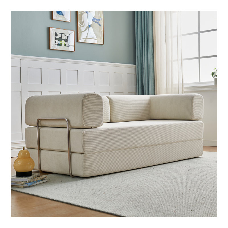 Canapé-lit moderne en velours côtelé multifonctionnel à 3 places avec des configurations polyvalentes Design ergonomique Confort luxueux pour un salon compact