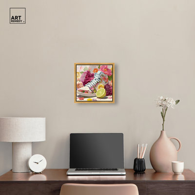 Décoration murale en forme de dortoir à motif d'agrumes et d'agrumes lumineux par Art Remedy, cadre doré, 12 x 12