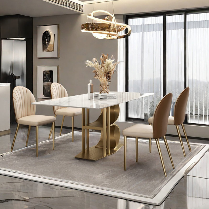 Ensemble de table de salle à manger rectangulaire italien moderne, H 29,5 po x L 59 po x l 31,5 po