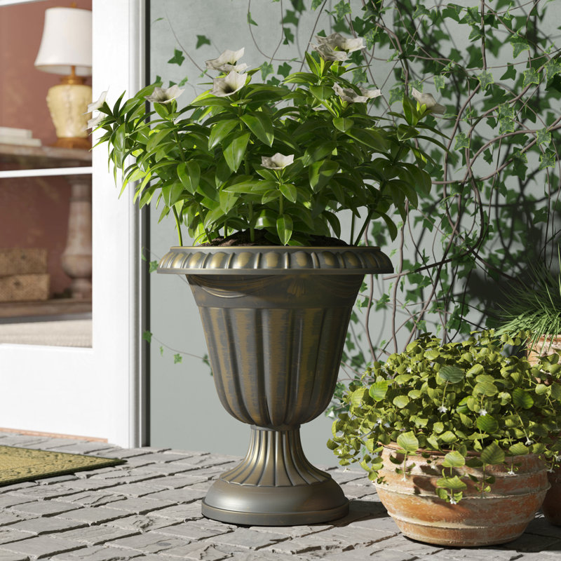 Pot à fleurs en plastique Anouk Classic, H 18 po x l 16 po x P 16 po, Gris