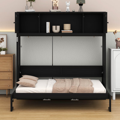 Lit escamotable double avec armoires de rangement