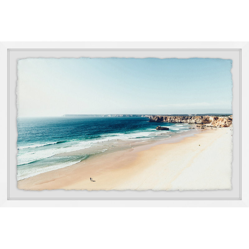 «As Far as the Eye Can Sea», reproduction de photo de Corsham, H 12 po x l 18 po x P 1,5 po, Cadre blanc à bords frangés