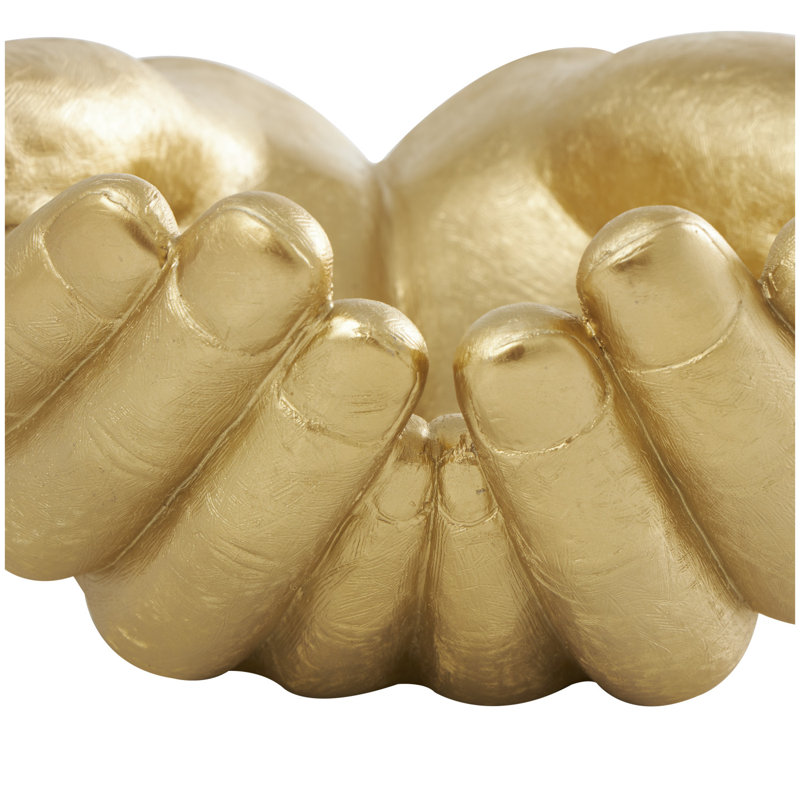 Sculpture décorative dorée en polystone, H 7,05 po x l 14,7 po x P 16,45 po, Or