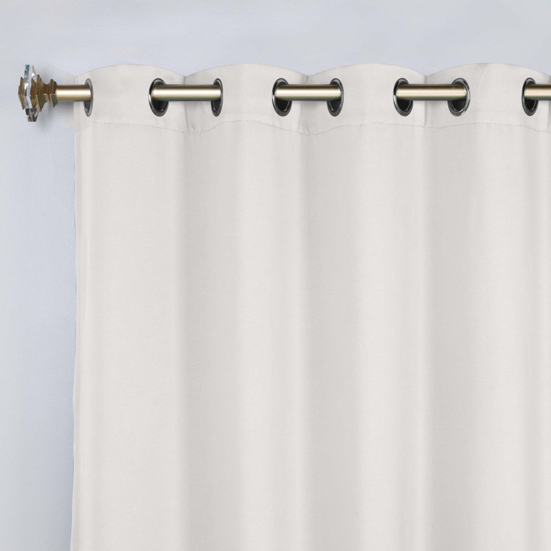 Millendon Energy Saving Modern Polyester Grommet Room Darkening Curtain Pair, 52" W x 108" L, Snow White