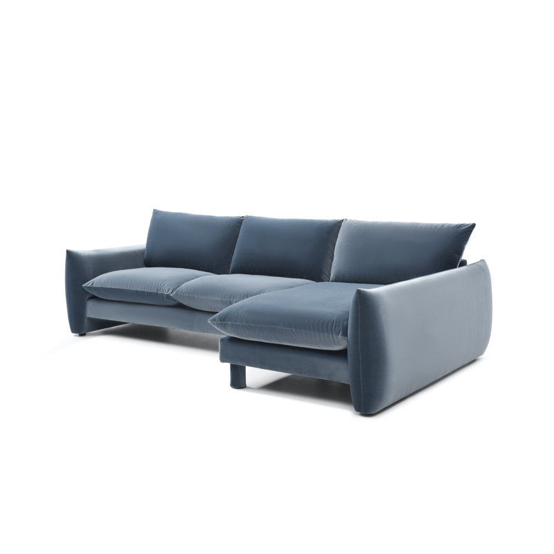 Canapé modulaire vert olive avec méridienne The Almond Wind, Bleu