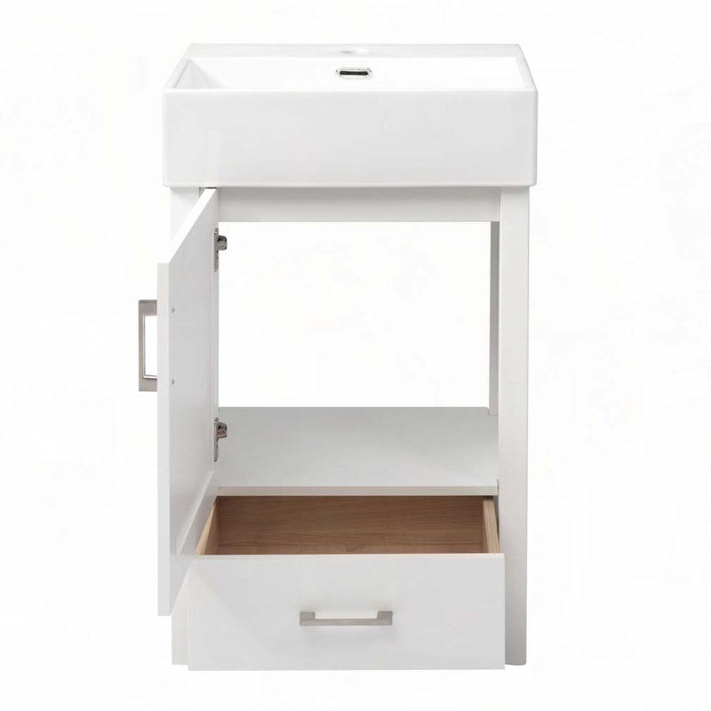 Meuble-lavabo de salle de bain avec lavabo en céramique, Blanc
