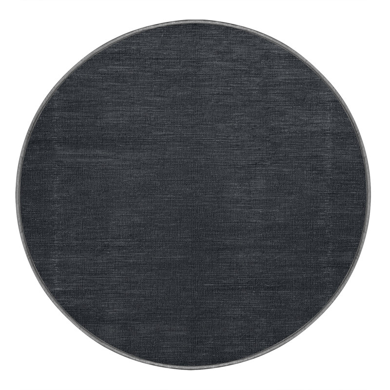 Machine Washable Solid Grey Area Rug, Round 3'