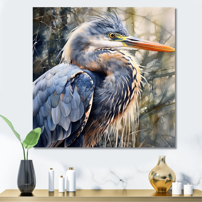 «Graceful Heron Waterbird II», reproduction sur toile, 44" H x 44" W, Toile tendue