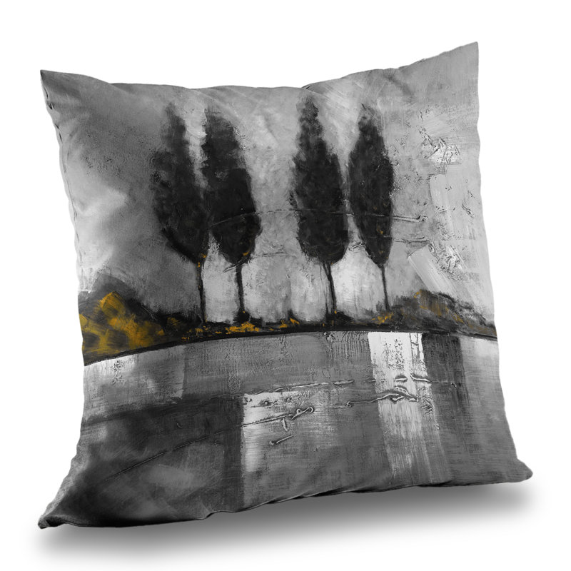 Grayscale Industrial Landscape | Office Yellow Poly Twill Throw