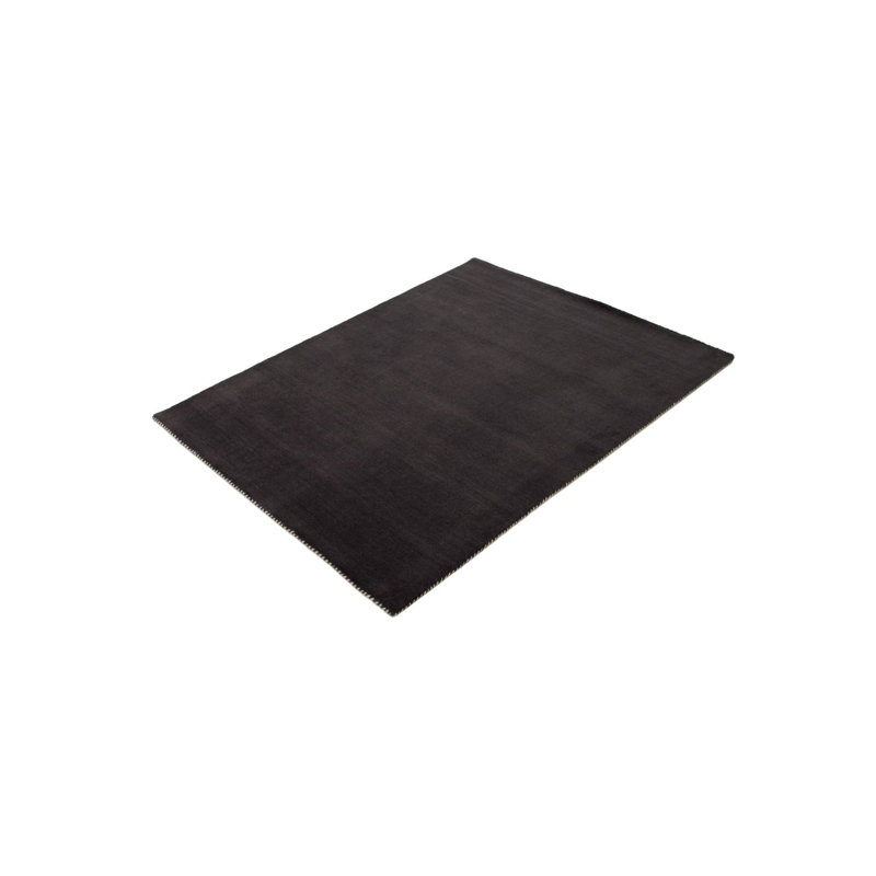 Solid Colour Wool Hand Woven Area Rug, Dark Grey, Rectangle 80 x 150cm
