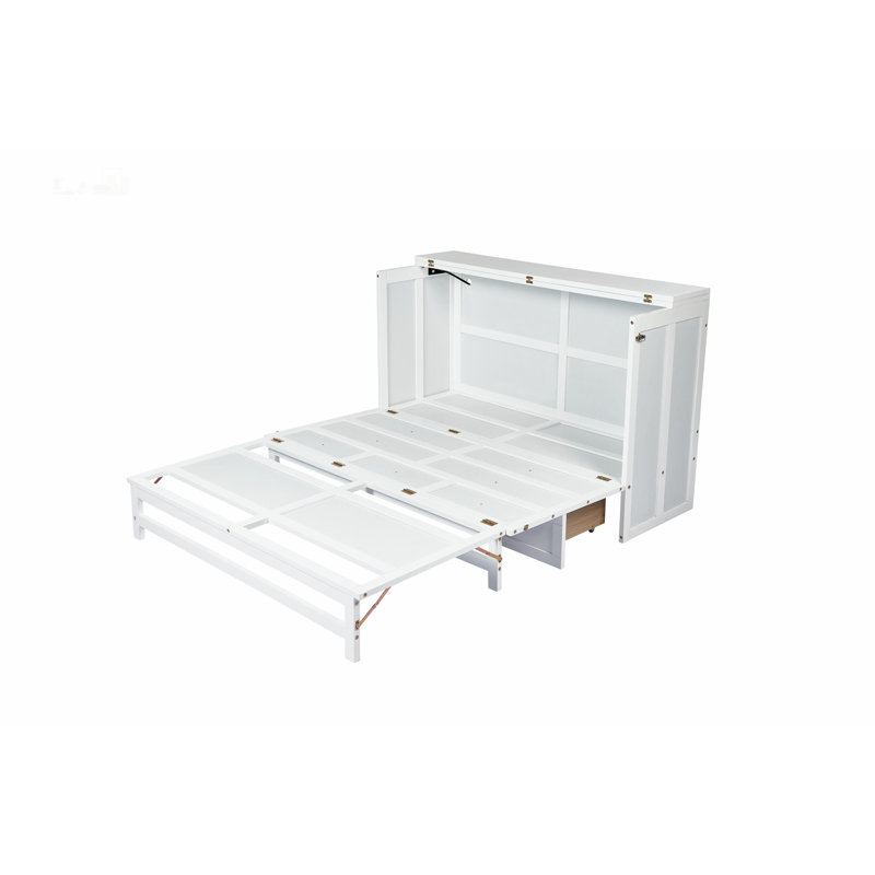 Versatile Murphy Bed Cabinet with Storage and Charging, Ideal for Space Optimization, White, Full