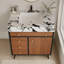 Meuble-lavabo moderne autoportant avec lavabo en céramique et plateau en pierre frittée-1345333795