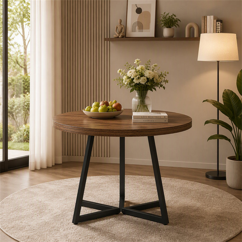 31.5" Dining Table, Industrial Kitchen Dinner Table with Metal Base
