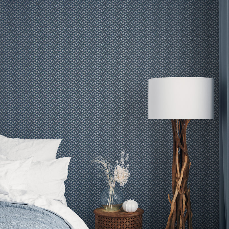 Slow Living Glitter Geometric Lines Wallpaper Roll, Night Blue