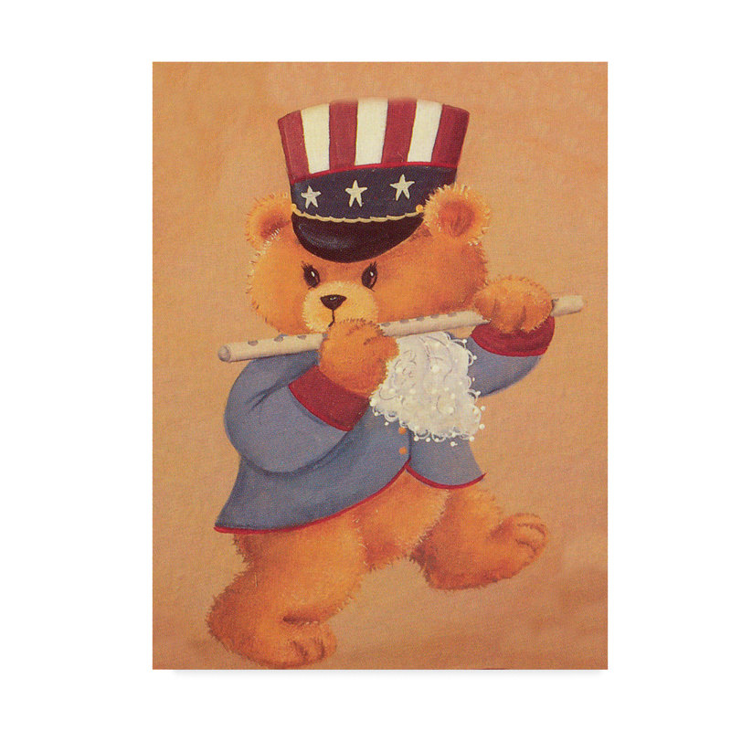 « liberty bear », art sur toile, H 19 po x l 14 po x P 2 po