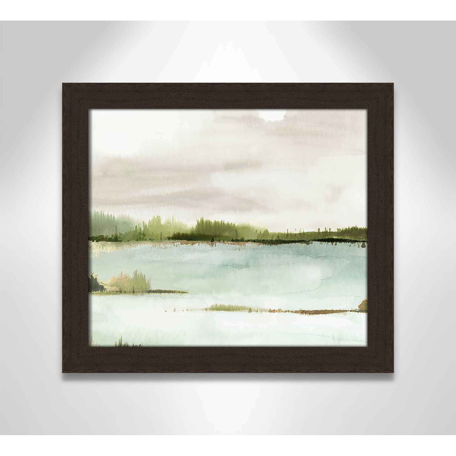 Silent Lake, 14" H x 16" W x 1.12" D, Walnut Framed