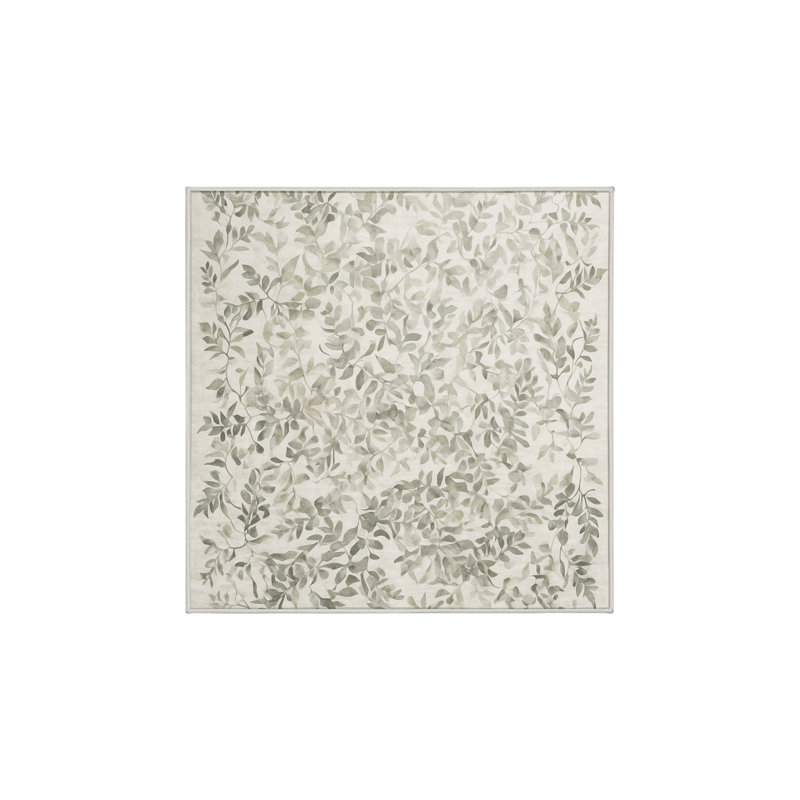 Machine Washable Beige Area Rug, Square 3'