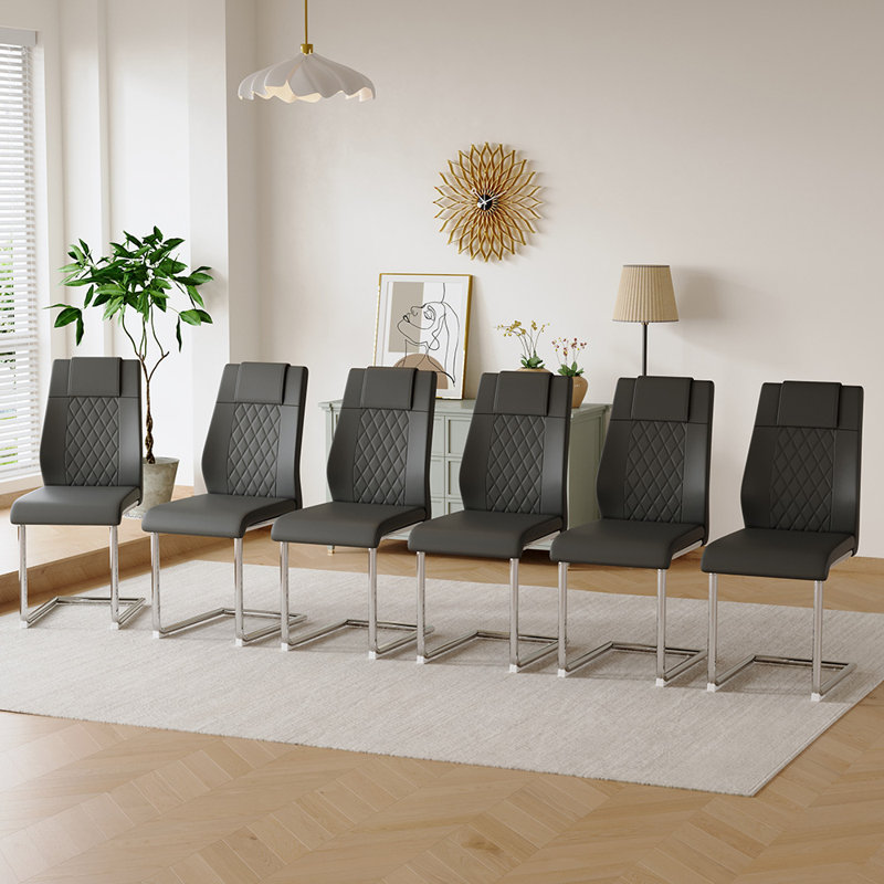 Chaises de salle à manger modernes, 6, Gris foncé, Argent