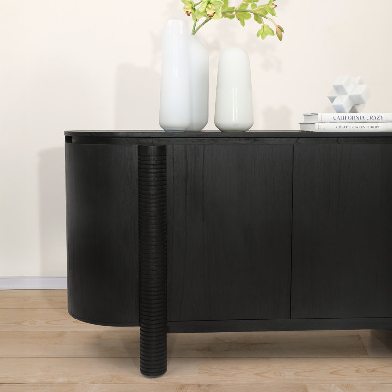 Stefan 63'' W Solid Wood Sideboard, Black